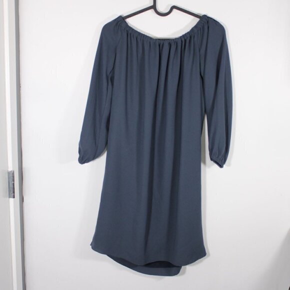 Aritzia Wilfred Duree Off Shoulder Shift Dress XS Navy Blue - Picture 2 of 3